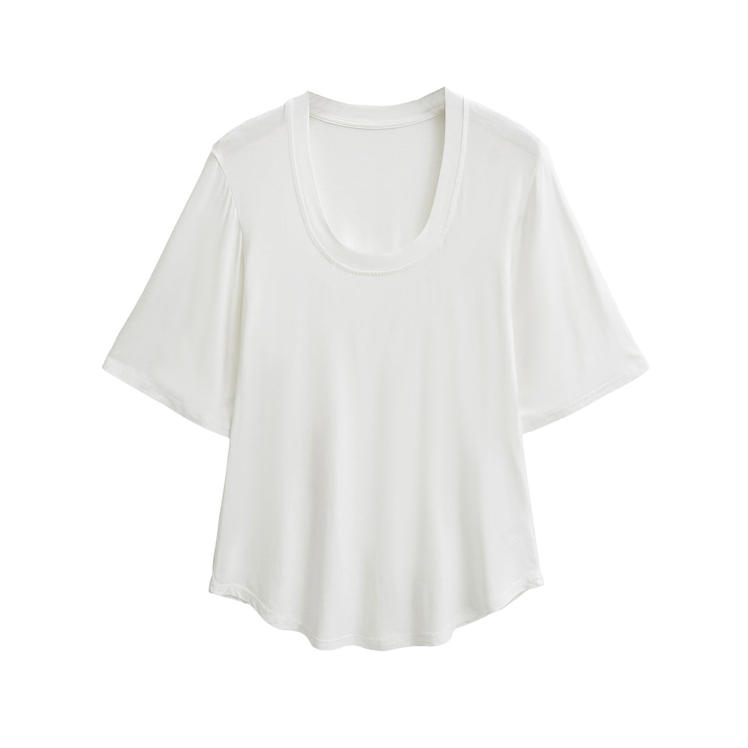 Dame afslappet oversized T-shirt med bred rund halsudskæring og åndbart materiale Stilla