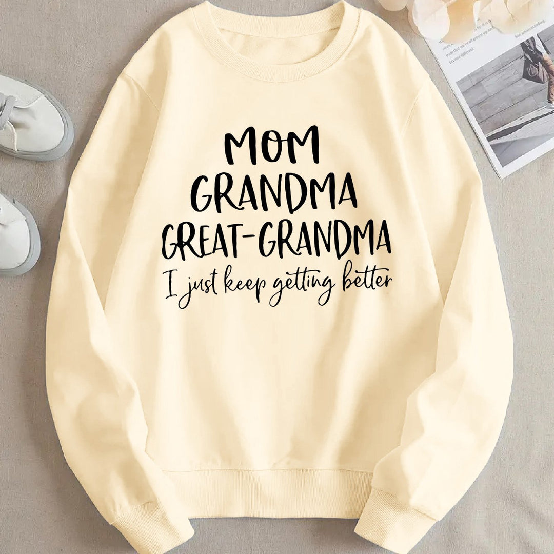 Kvinders sweatshirt med kreativ familieprint og komfortabel pasform Stilla