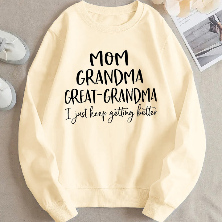 Kvinders sweatshirt med kreativ familieprint og komfortabel pasform Stilla