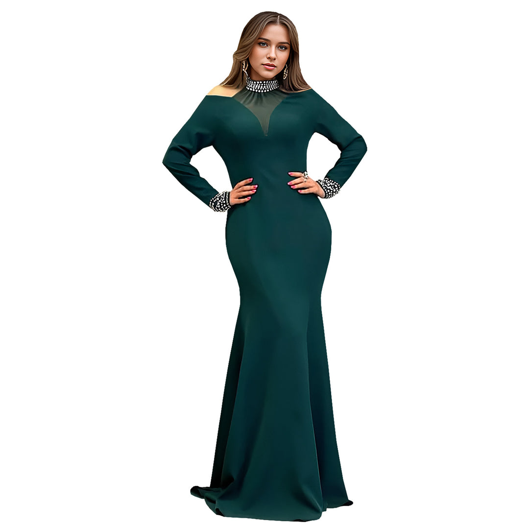 Dame Elegant aftenkjole med off-shoulder design og strålende strass dekorationer Stilla
