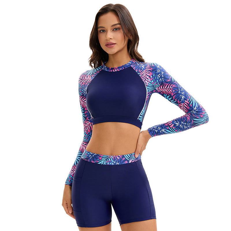 Dame Sporty Rashguard-sæt med lange ærmer og shorts Stilla