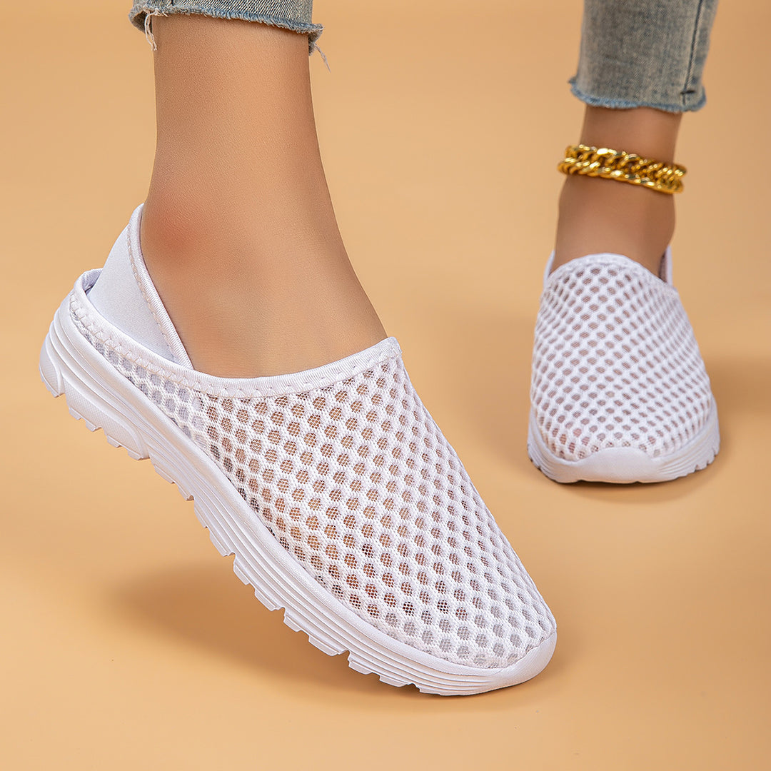 Dame nan luftige slip-on sneakers med honningkage-strikoverdel og dæmpet komfortsål Skovae