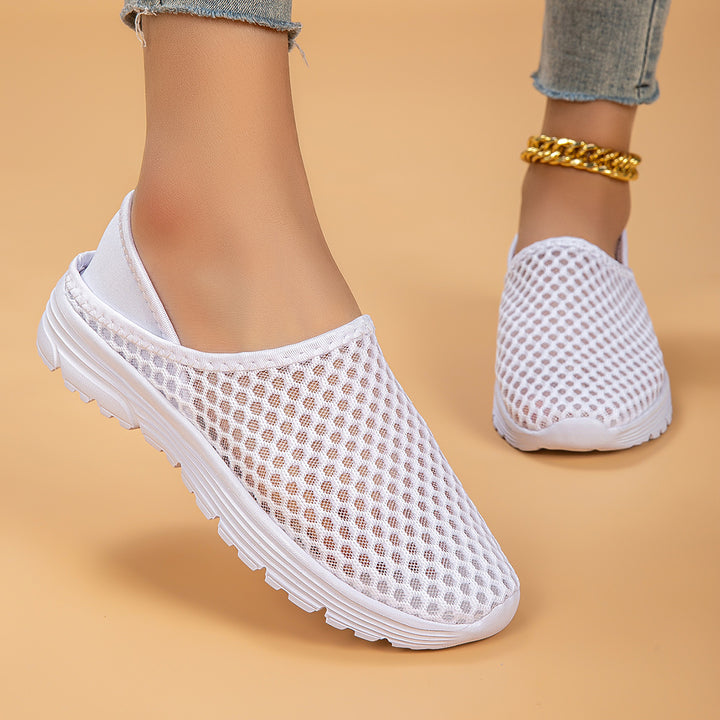 Dame nan luftige slip-on sneakers med honningkage-strikoverdel og dæmpet komfortsål Skovae