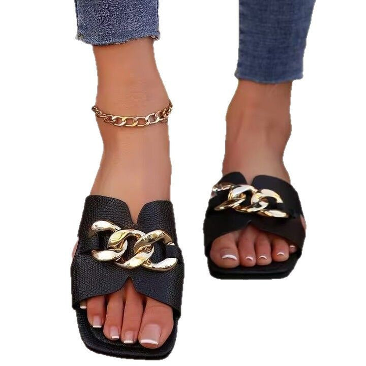 Dame elegante sandaler med trendy kædeaccent og komfortabel sål Stilla