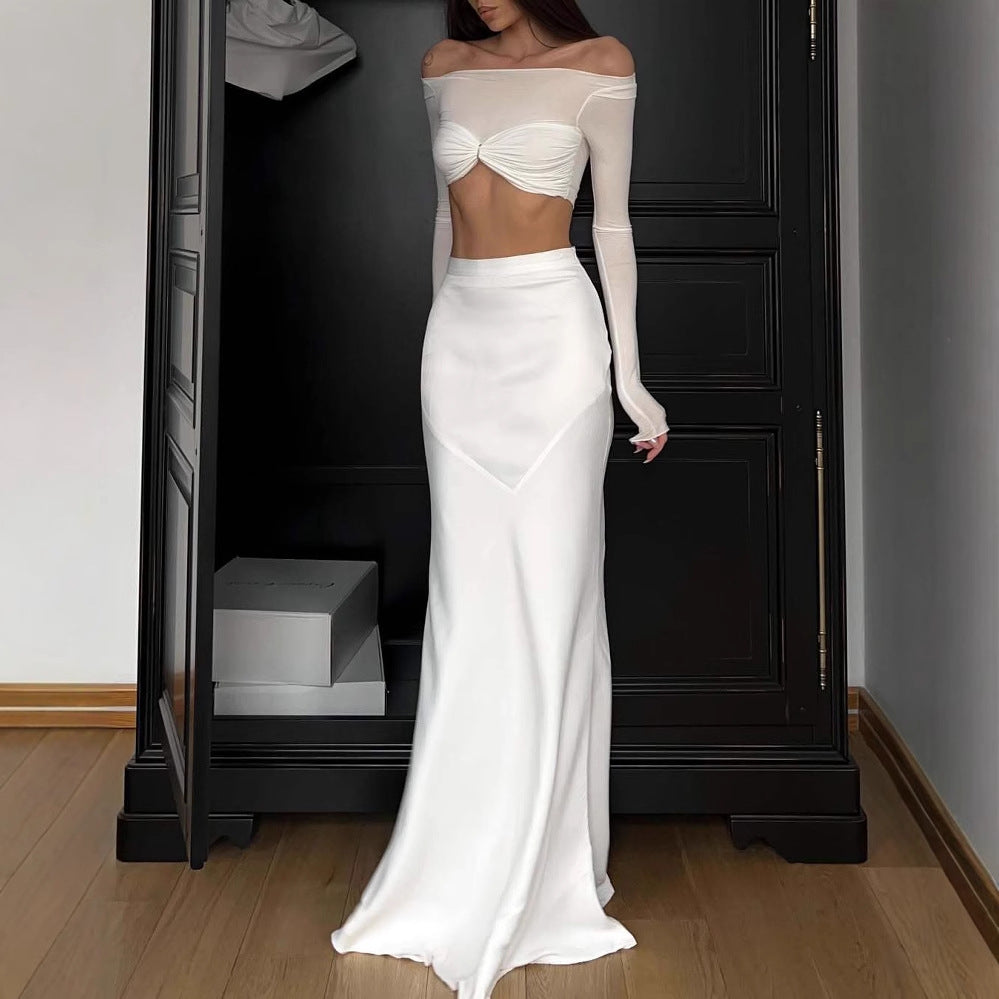 Dame Off-Shoulder Kjole med figursyet Nederdel og elegante Detaljer Stilla