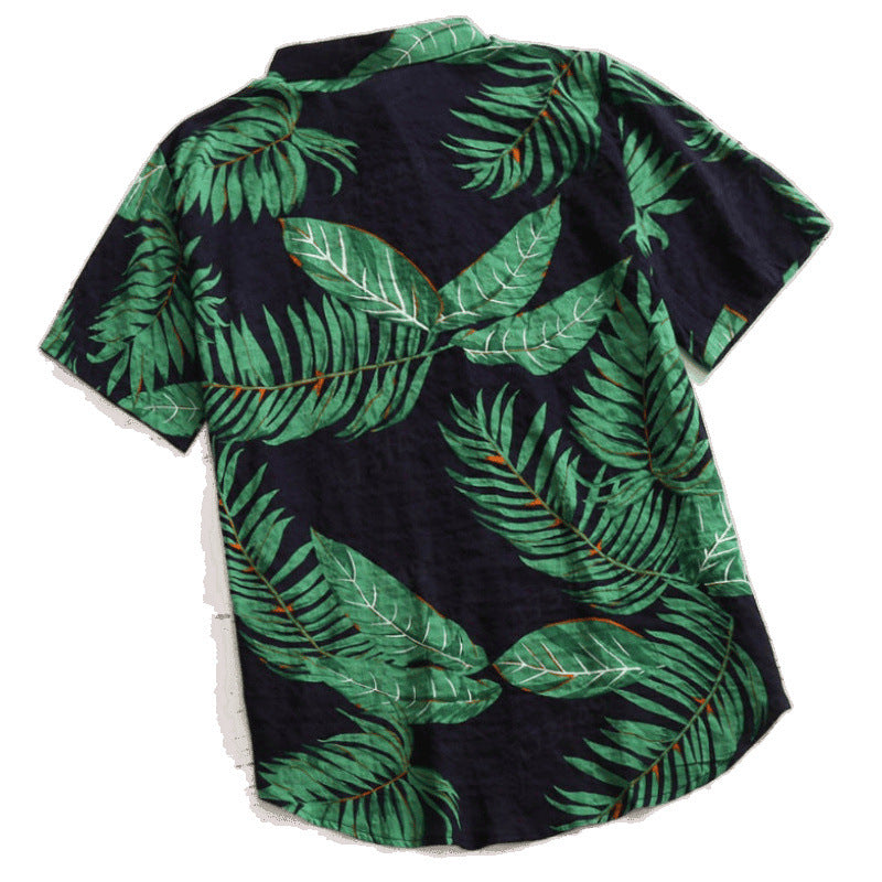 Herren Tropical Leaf Print Fritidstrøje Stilla