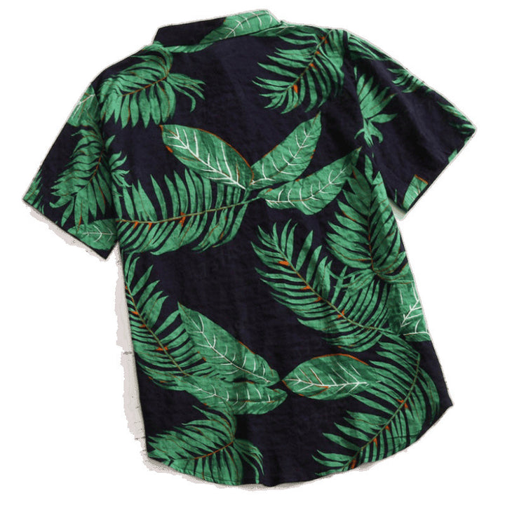 Herren Tropical Leaf Print Fritidstrøje Stilla