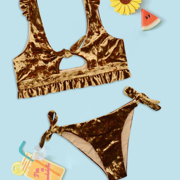 Dame bikini-sæt med raffinerede flæsedetaljer og stilfuld udskæring Stilla