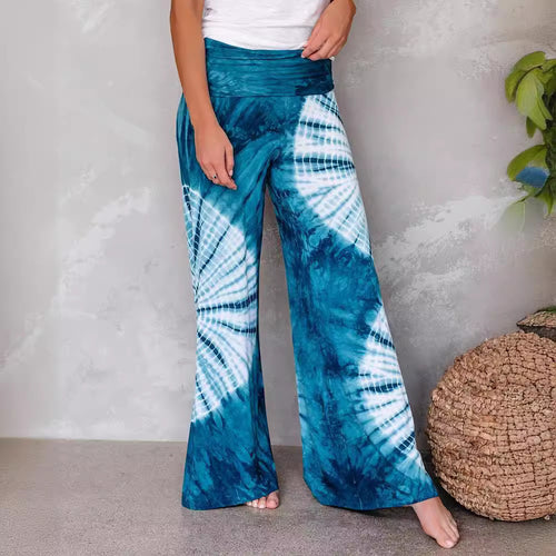 Dame Bred Flydende Bukser med Batik-Mønster Stilla