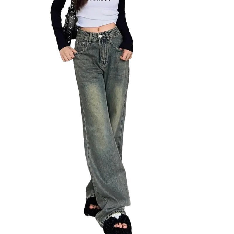 Kvinder Bred Skæring Høj Talje Denim Jeans Stilla