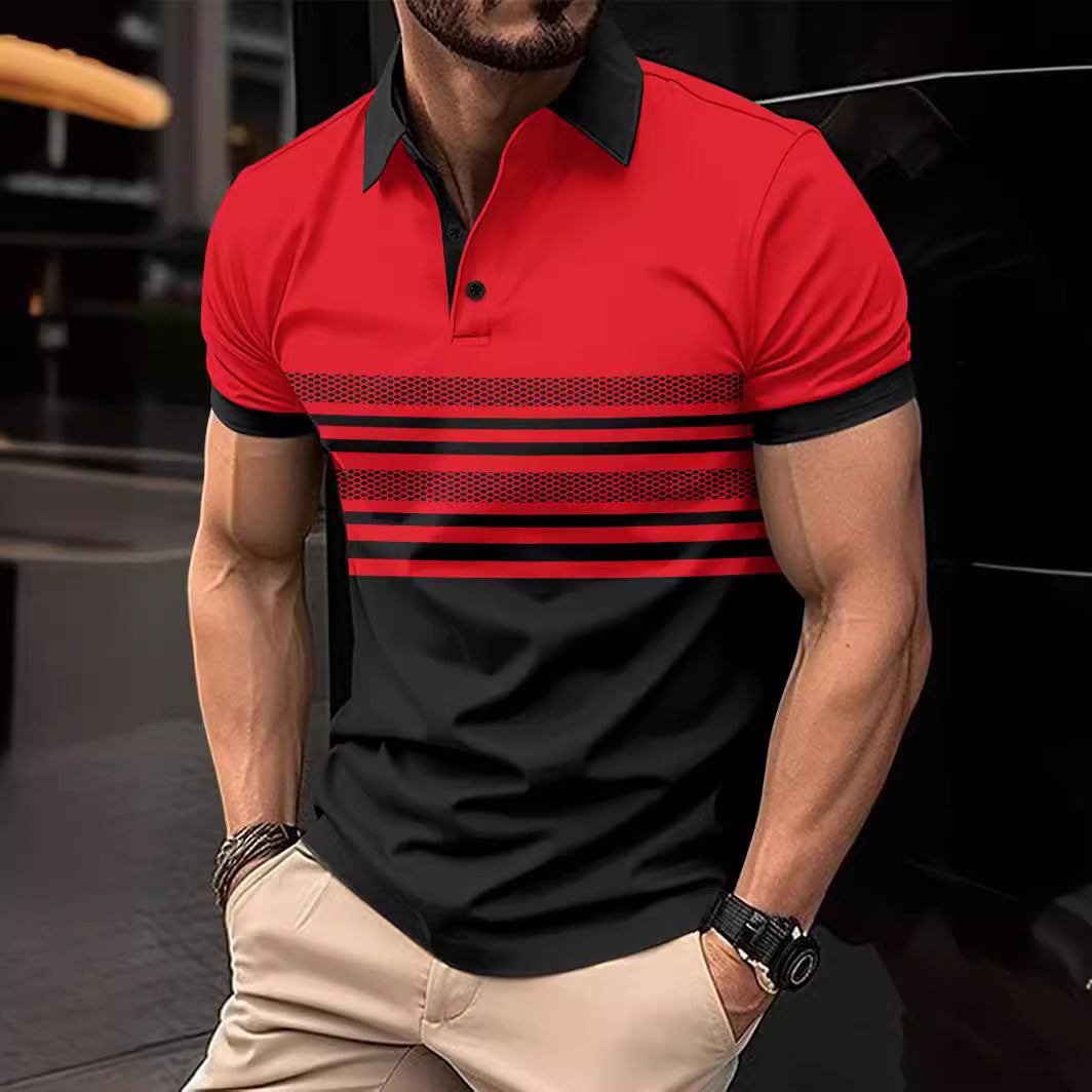 Herrer kortærmet polo-shirt med høj kvalitets stribedesign og åndbare egenskaber Stilla