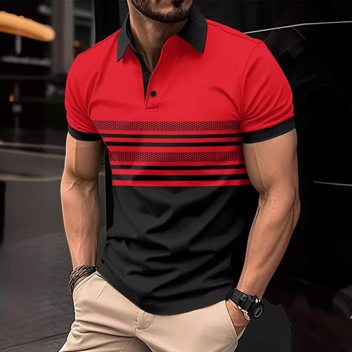 Herrer kortærmet polo-shirt med høj kvalitets stribedesign og åndbare egenskaber Stilla