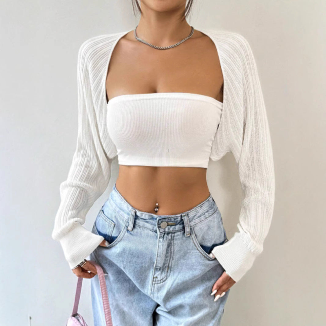 Femme Ribstrik Lange Ærme Crop Top Stilla