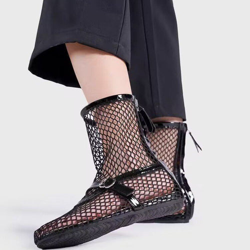 Dame Mesh Støvler med fashionable lynlås og slidstærk gummisål Stilla