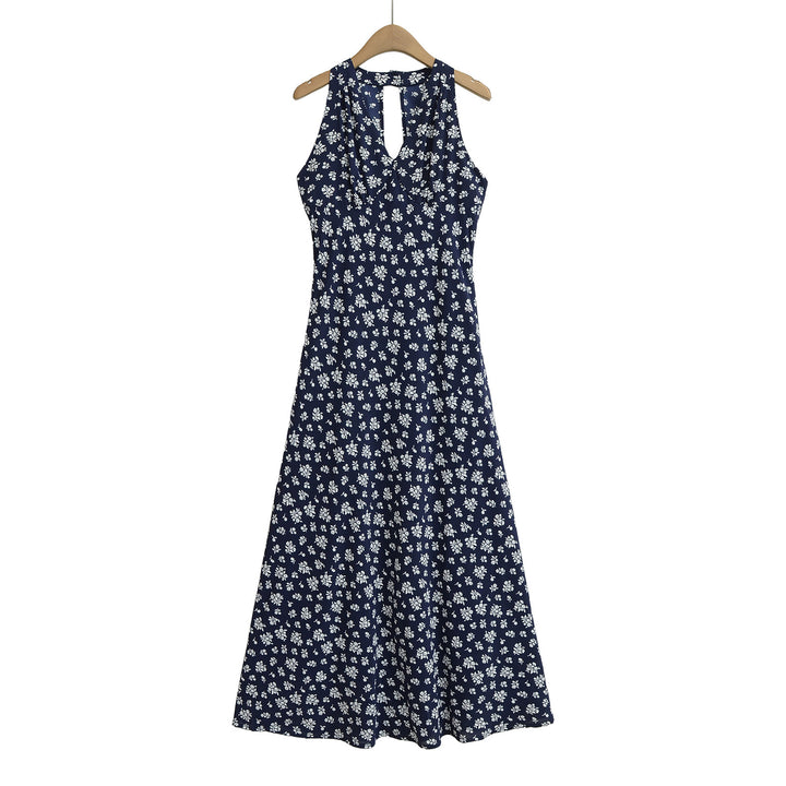 Dame maxikjole med blomstermønster og svajende skirt Stilla
