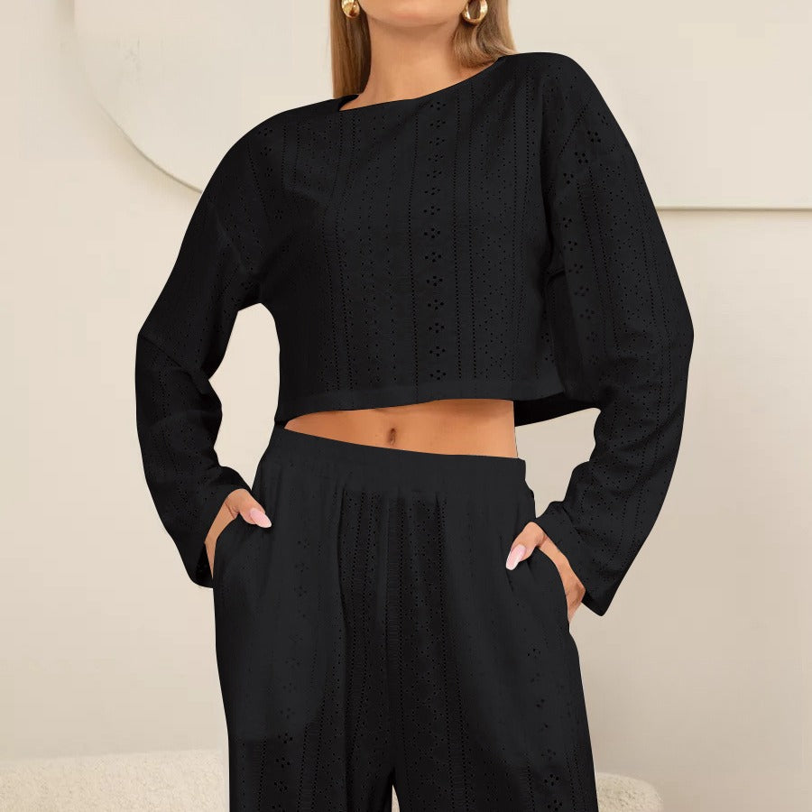 Damer Høj kvalitets Crop-Top med hulmønster Stilla