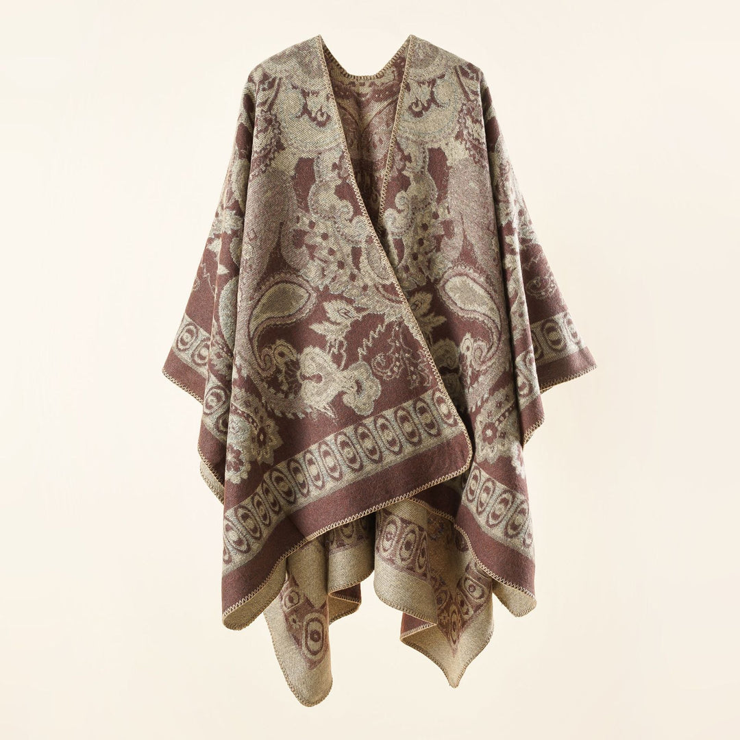 Dame Elegant Poncho med Kunstnerisk Blomster Mønster og Luksuriøst Feel Skovae