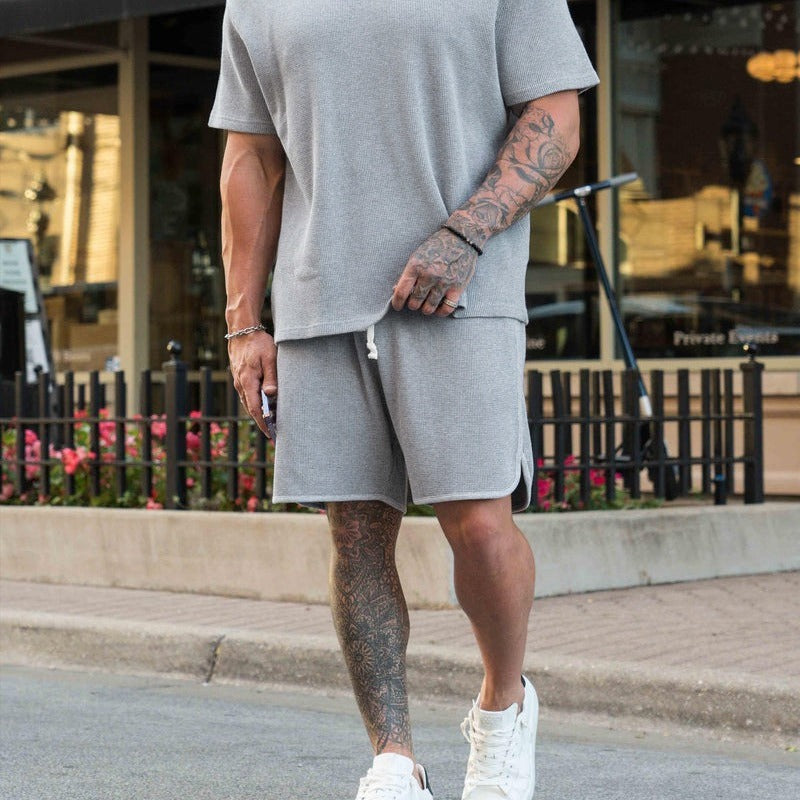 Herrer Komfortable fritidsshorts med elastisk talje og sidelommer Stilla