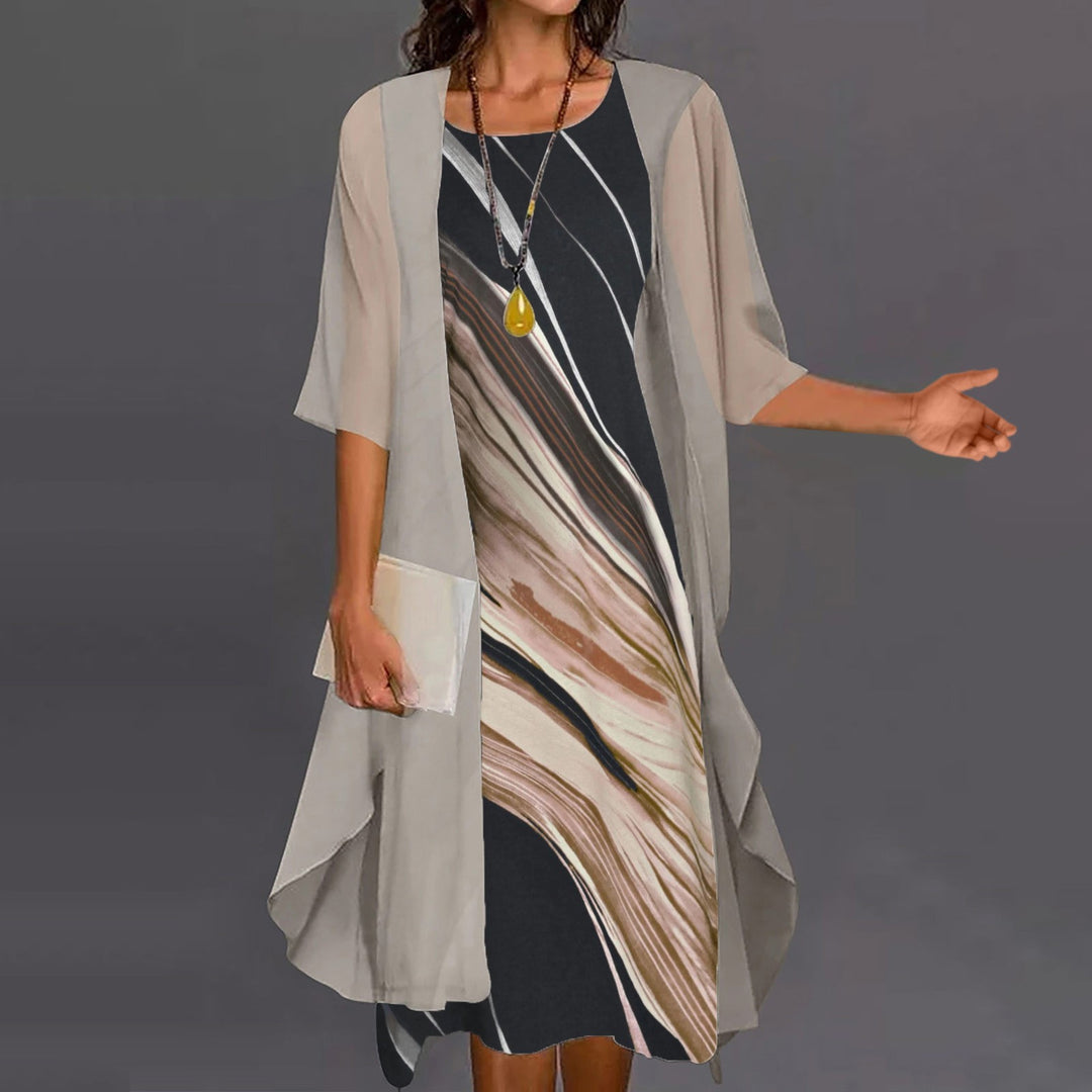 Dame Maxikjole med elegant chiffonoverdel Stilla