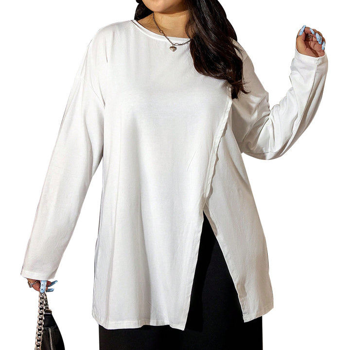 Dame Oversized Langærmet T-shirt med asymmetrisk søm og afslappet pasform Stilla