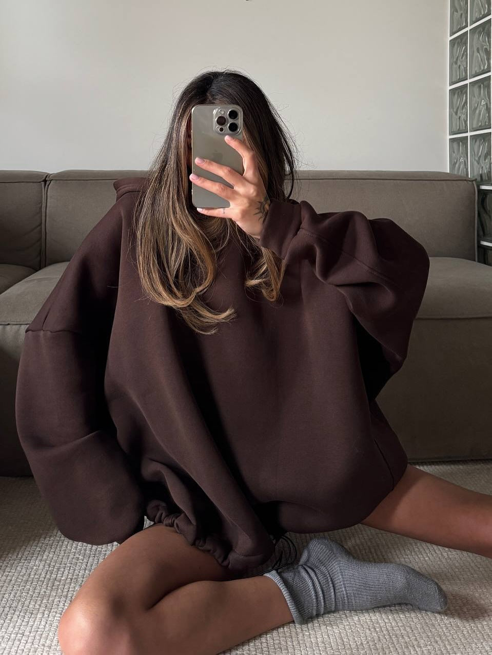 Kvinder oversized hoodie med brede ærmer og ribbet kant Skovae