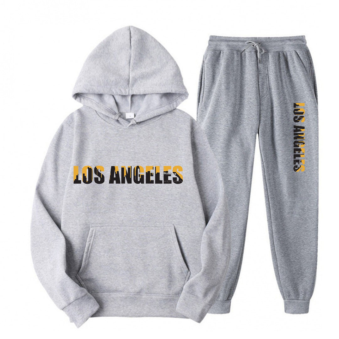 Kvinders fritids hoodie og joggingbukser sæt med casual Los Angeles skrifttype Skovae