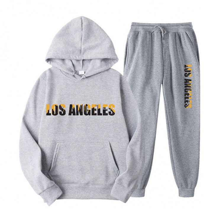 Kvinders fritids hoodie og joggingbukser sæt med casual Los Angeles skrifttype Skovae