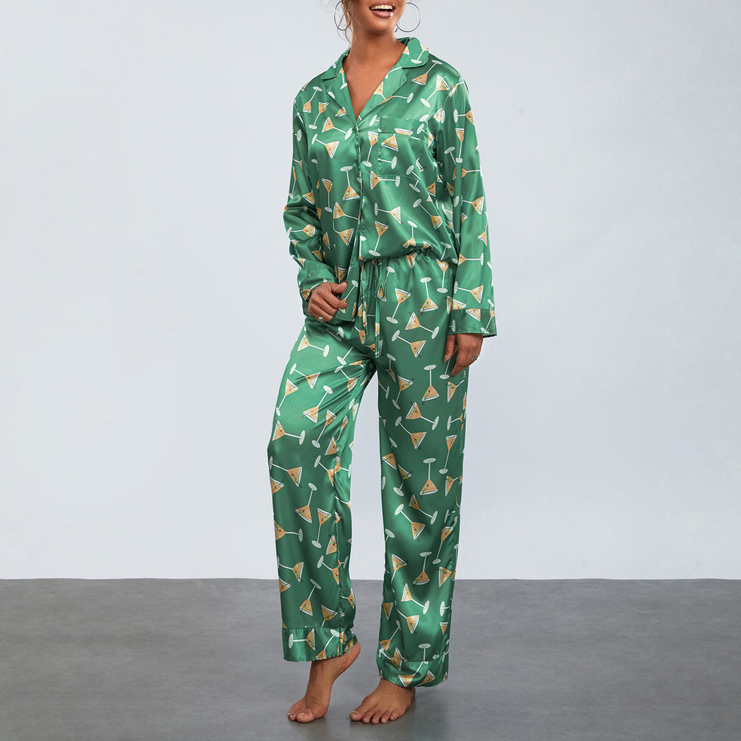 Dame Stribet Pyjamas Sæt Skovae