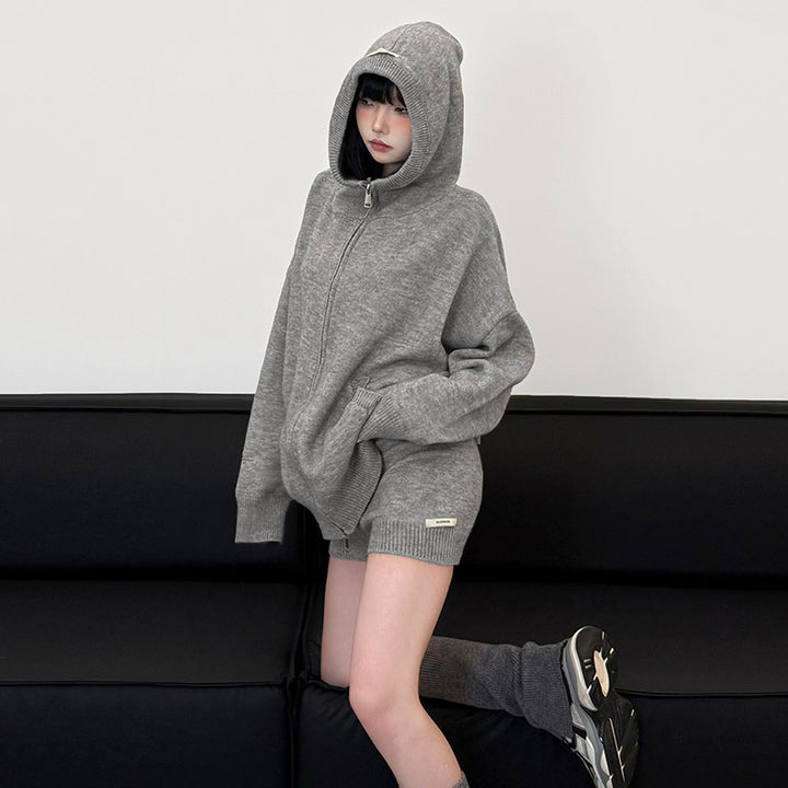 Dame hyggelig Hoodie med gennemgående lynlås og løs pasform Stilla