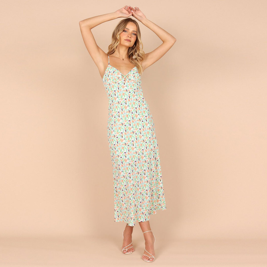 Dame Floral Print Cami Kjole med Krydsdetalje Stilla