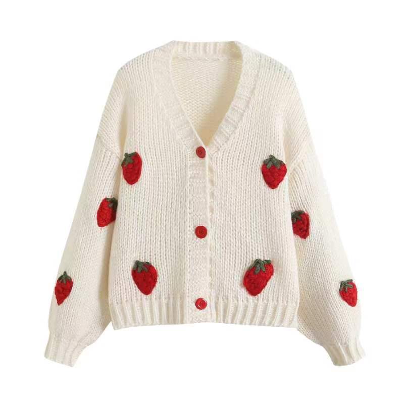 Femme Besticket Jordbær-Button-Up-Cardigan Stilla