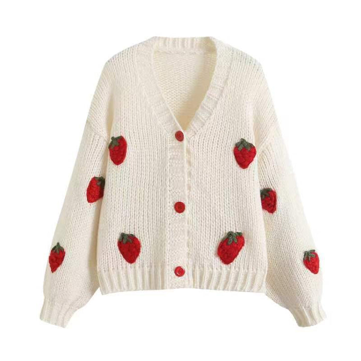 Femme Besticket Jordbær-Button-Up-Cardigan Stilla
