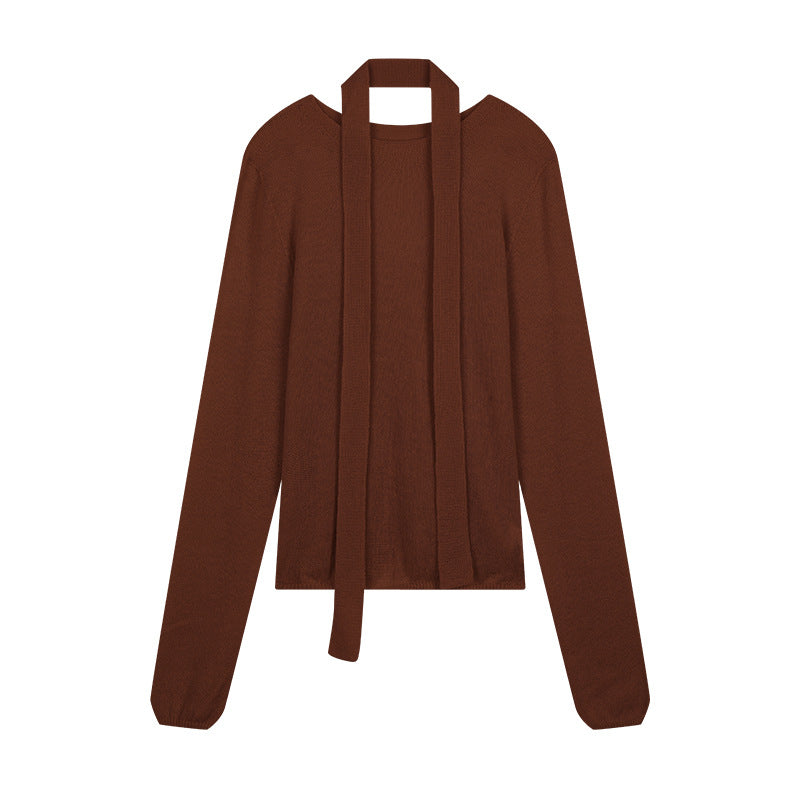 Dame elegant strikpullover med moderne slidsekrave og fin struktur Stilla