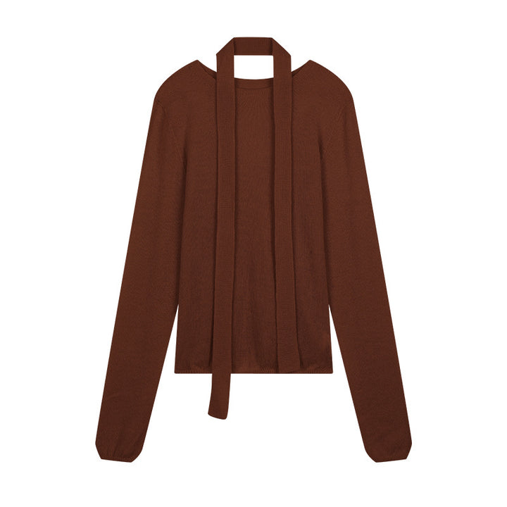 Dame elegant strikpullover med moderne slidsekrave og fin struktur Stilla