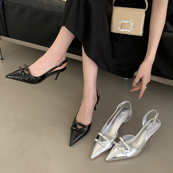 Dame Slingback Højhælede Sko med tiltalende Metallic-finish og elegant remdesign Stilla