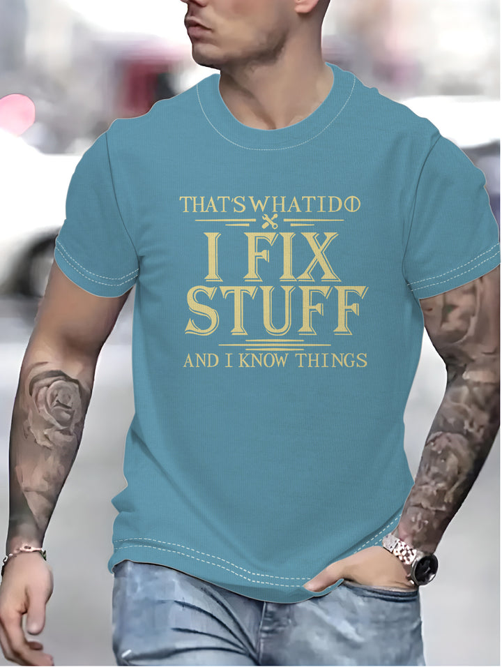 Herre T-shirt med humoristisk tryk og høj kvalitets bomuldsblanding Stilla