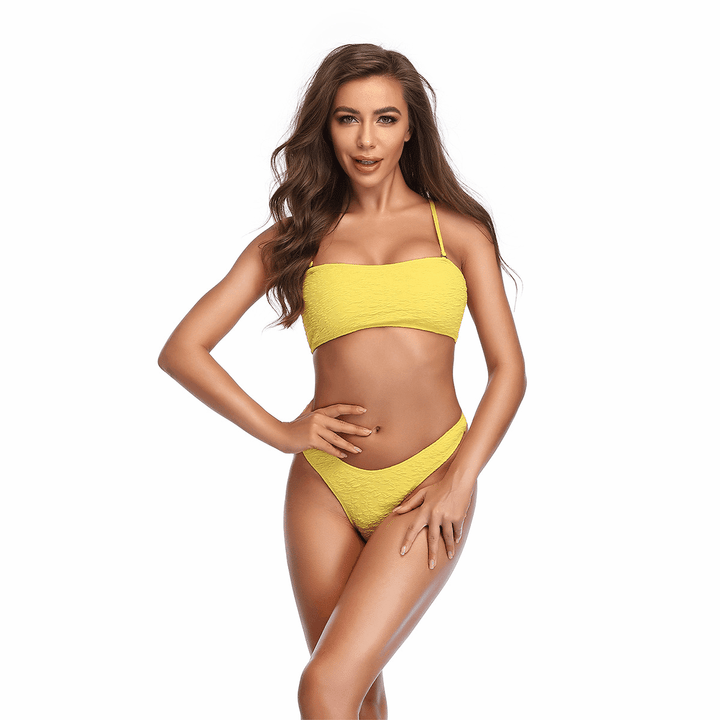 Dame Bandeau-bikini med høj benudskæring og figursyet design Stilla