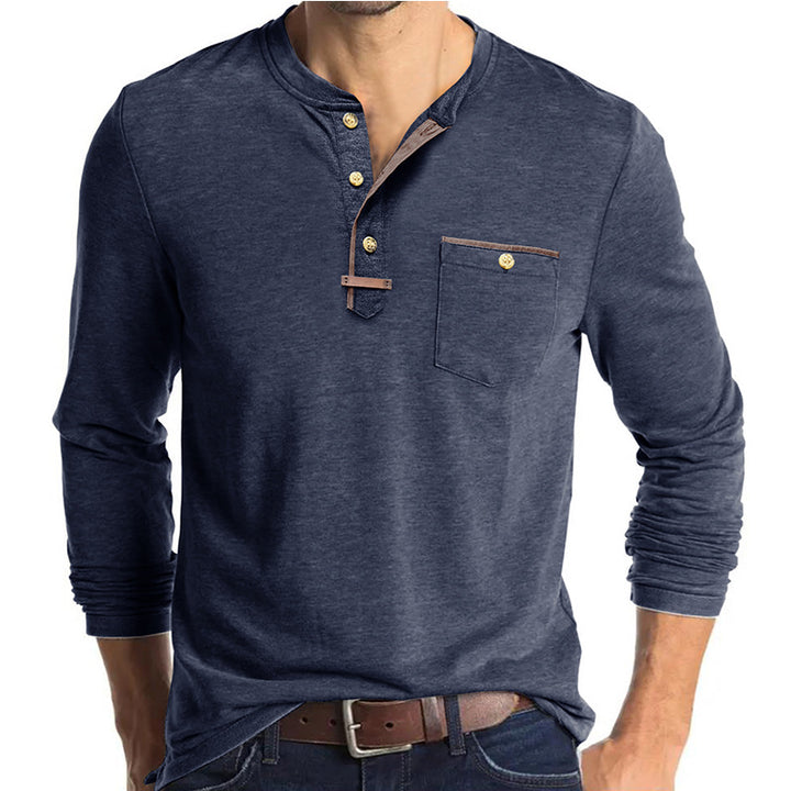 Herren Langarm-Henley-Skjorte med modetrend Knapliste og stilfuldt Lomme-design Stilla