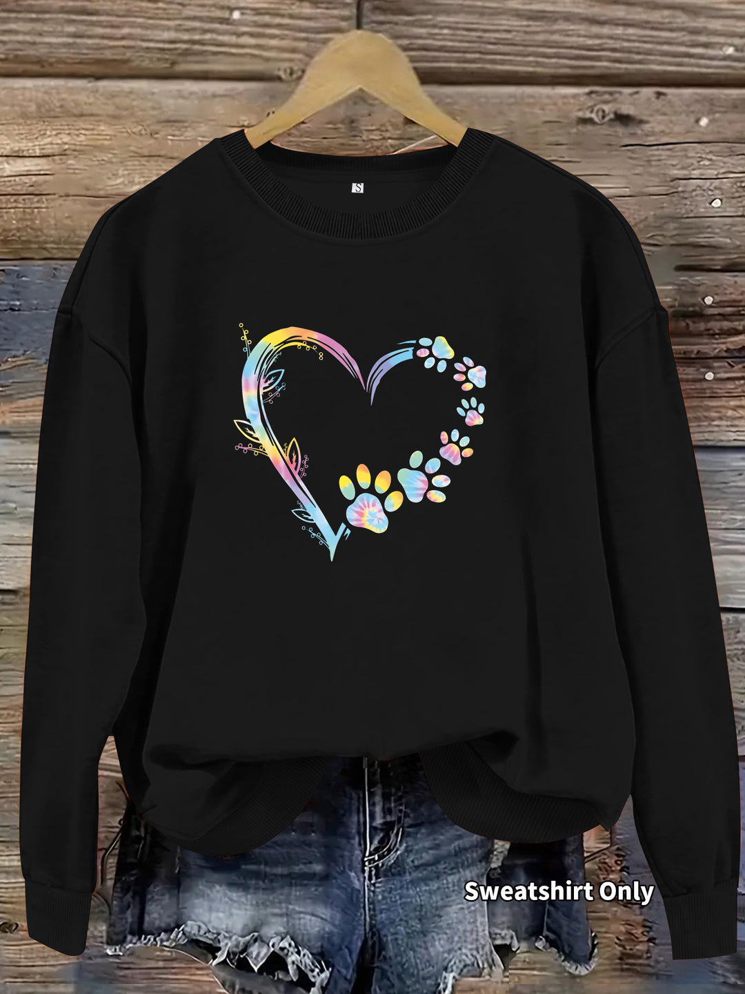Kvinders sweatshirts med blomsterhjerte design og behagelig pasform Stilla