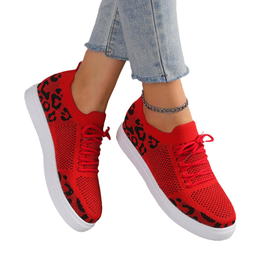 Dame sneakers med åndbart mesh-overdel og trendy dyremønster Stilla