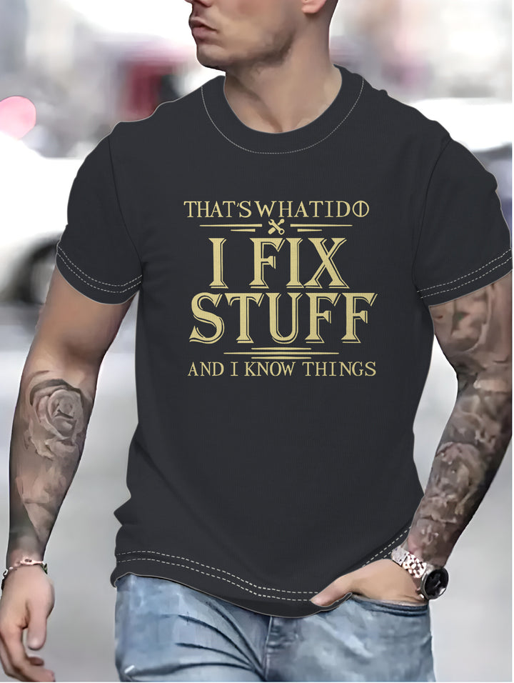 Herre T-shirt med humoristisk tryk og høj kvalitets bomuldsblanding Stilla