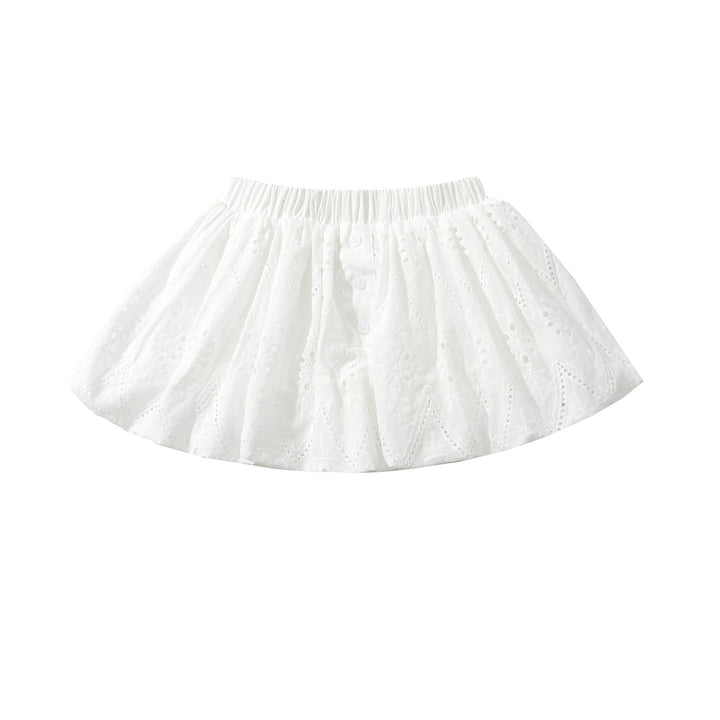 Dame Sommerlig Rynket nederdel med elastisk talje og gennembrudt design Stilla