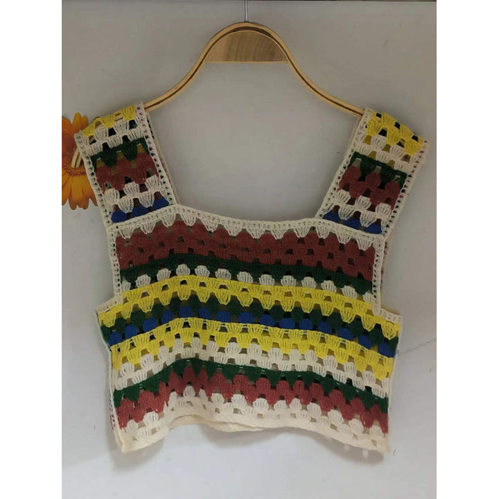 Femme hæklede sommer-Crop-Top Stilla