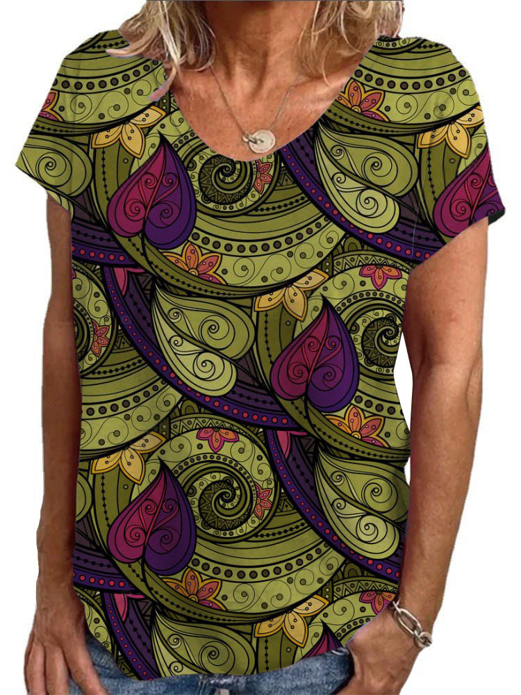 Dame Loose Bluse med farverigt paisleymønster Skovae