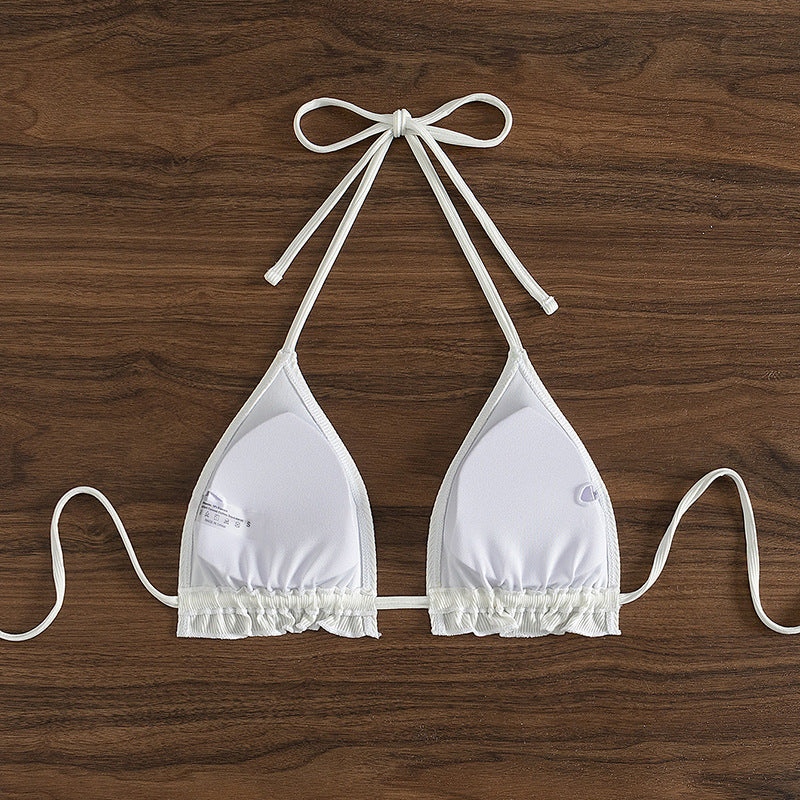 Dames triangel-bikini med justerbare stropper og moderne rib-textur Skovae