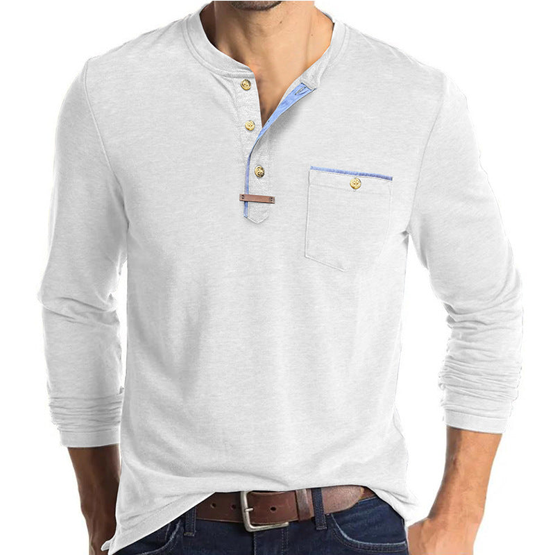 Herren Langarm-Henley-Skjorte med modetrend Knapliste og stilfuldt Lomme-design Stilla