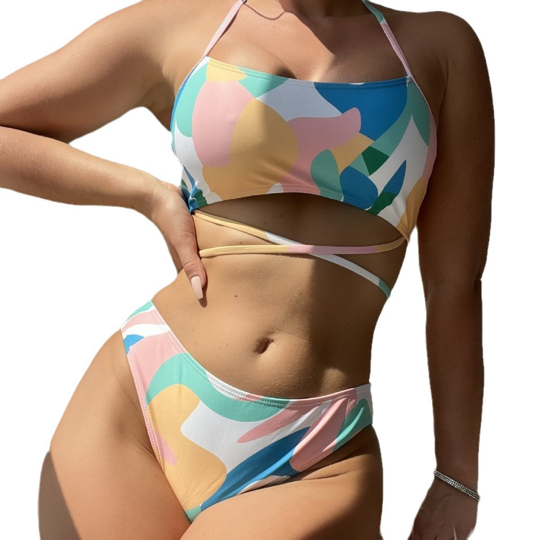 Femme Farverig Mønstret Bikini Sæt Stilla