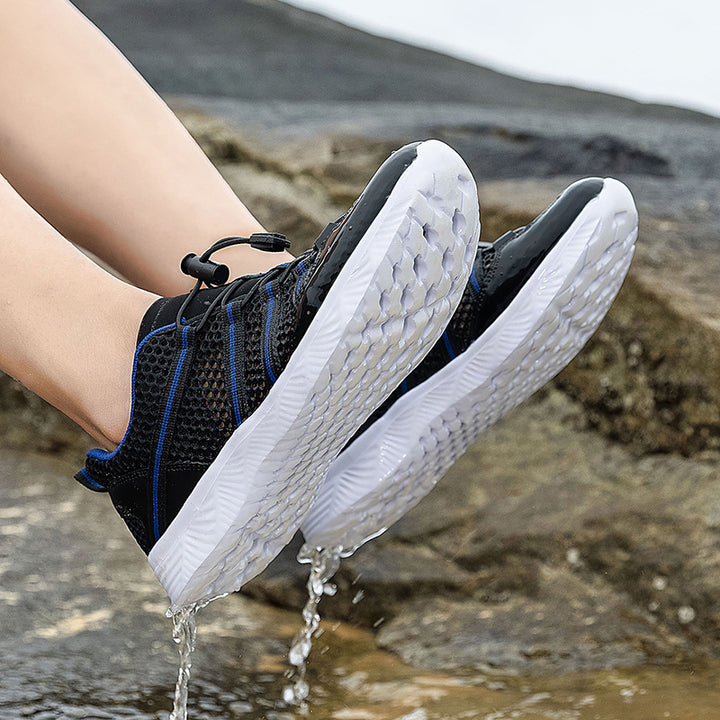 Dame nan åndbart netstof sneakers med snørebånd lukning, ultralet EVA fleksibel sål og polstret hælkant Skovae