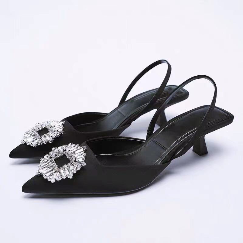 Dame Slingback-pantoletten med Funklende Smykke-detalje og Elegant Design Skovae