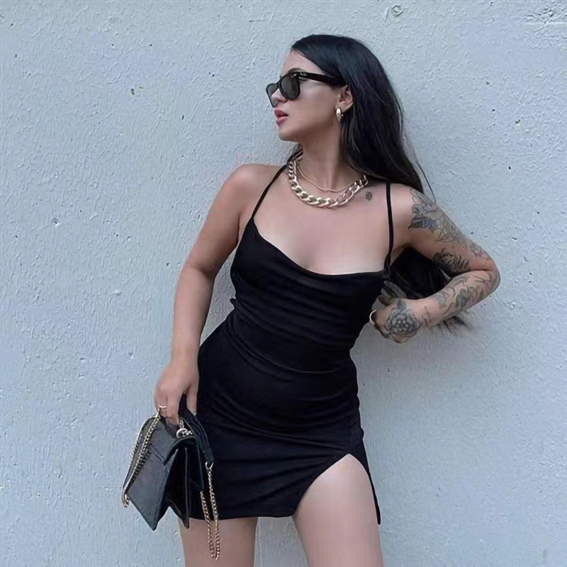 Dame Bodycon Mini Kjole med Slids Stilla